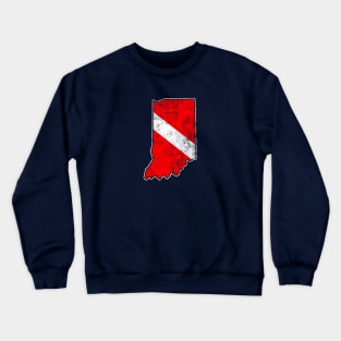 Indiana Dive Flag Scuba Diving State Map Dive Flag Distressed Crewneck Sweatshirt